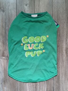Top Paw Good Luck Pup St. Patrick;s Day Green Dog Shirt L
